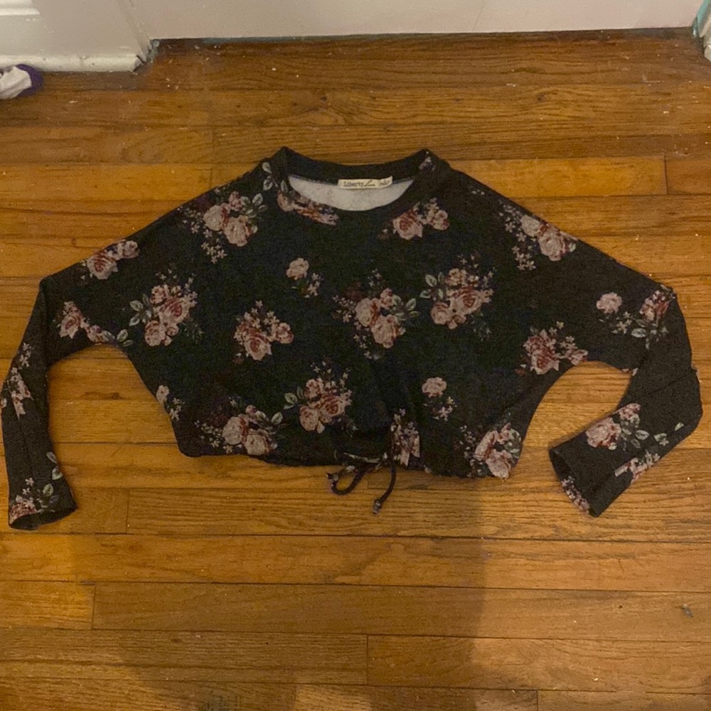 black floral cropped top